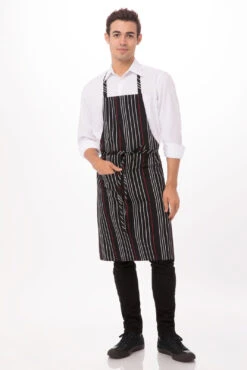 Chef Works Striped Bib Apron - A550