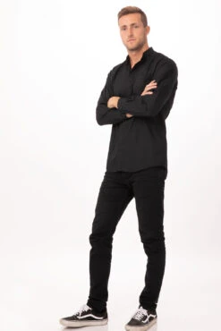 Chef Works Banded Collar Shirt - B100-BLK -Best Kitchenware Store B100 BLK 2XL 2