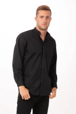 Chef Works Banded Collar Shirt - B100-BLK
