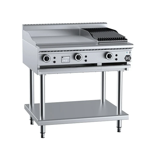 Anvil B+S Black BT-GRP6-CBR3 Gas Combination 600mm Grill Plate & 300mm Char Broiler On Stand