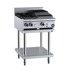 Anvil B+S Black BT-SB2-CBR3 Gas Combination Two Open Burners & 300mm Char Broiler On Leg Stand