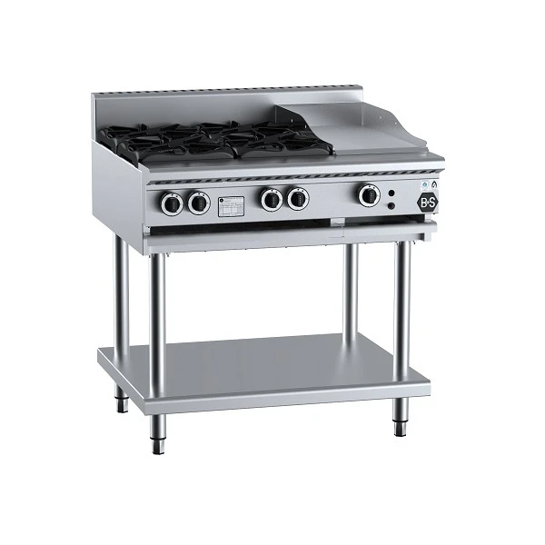 Anvil B+S Black BT-SB4-GRP3 Gas Combination Four Open Burners & 300mm Grill Plate On Stand 3 Anvil B+S Black BT-SB4-GRP3 Gas Combination Four Open Burners & 300mm Grill Plate On Stand