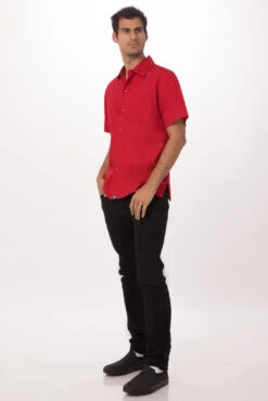 Chef Works Genova Cafe Shirt - C100 -Best Kitchenware Store C100 RED XS 2