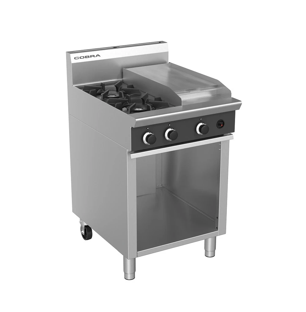 Anvil Cobra C6C - 2 Gas Open Burners With 300mm Griddle Plate - Open Cabinet Base