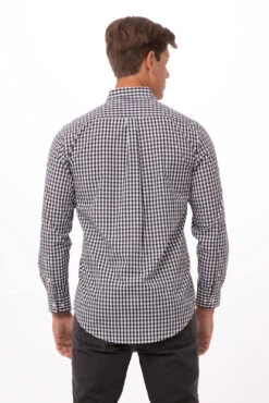 Chef Works Gingham Men's Black Dress Shirt -Best Kitchenware Store D500 BWC 1