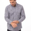 Chef Works Gingham Men's Navy Dress Shirt -Best Kitchenware Store D500 BWK