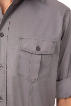 Chef Works Pilot Shirt - DPDS -Best Kitchenware Store DPDS GRY S 3