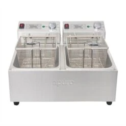 Apuro FS499-A Twin Tank Twin Basket 2x 5Ltr Countertop Fryer With Timer 2x 2.2kW