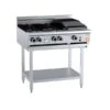 Anvil B+S K+ KBT-SB4-CBR3 Gas Combination Four Open Burners & 300mm Char Broiler On Leg Stand -Best Kitchenware Store KBT SB4 CBR3