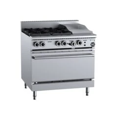 Anvil B+S Black OV-SB4-GRP3 - Gas Four Open Burners & 300mm Grill Plate With Oven