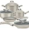 Pensofal 2 Frypans, PastasiBaby/Family, Saucepan, GlassLids - Pearl White (9pc Set) -Best Kitchenware Store PEN 6317A