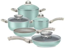 Pensofal 2 Frypans, PastasiBaby/Family, Saucepan, GlassLids - Tiffany Blue (9pc Set)