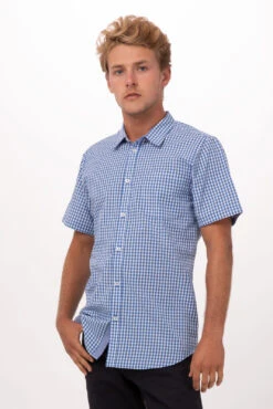 Chef Works Modern Gingham Short Sleeve Dress Shirt - SHC02