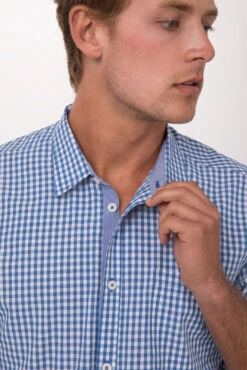 Chef Works Modern Gingham Short Sleeve Dress Shirt - SHC02 -Best Kitchenware Store SHC02 BLU S 3