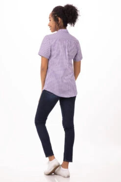 Chef Works Modern Gingham Short Sleeve Dress Shirt - SHC02W -Best Kitchenware Store SHC02W PUR S 2