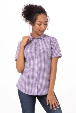 Chef Works Modern Gingham Short Sleeve Dress Shirt - SHC02W