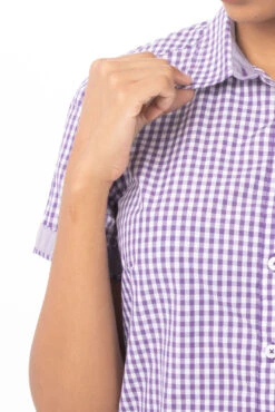 Chef Works Modern Gingham Short Sleeve Dress Shirt - SHC02W -Best Kitchenware Store SHC02W PUR S 3