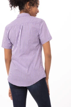 Chef Works Modern Gingham Short Sleeve Dress Shirt - SHC02W -Best Kitchenware Store SHC02W PUR S 4