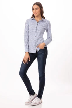 Chef Works Modern Gingham Long Sleeve Dress Shirt - SHC05W -Best Kitchenware Store SHC05W SBE XS 2