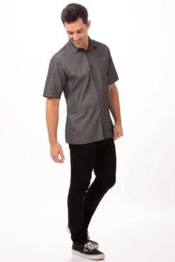 Chef Works Detroit Striped Short Sleeve Denim Shirt - SKS003 -Best Kitchenware Store SKS003 BLK S 2