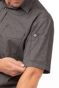 Chef Works Detroit Striped Short Sleeve Denim Shirt - SKS003 -Best Kitchenware Store SKS003 BLK S 3