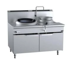 Anvil B+S Verro VCCF-HP1+1R Gas Single Hole Hi Pac Wok With Right Rear Pot - Cabinet Mounted