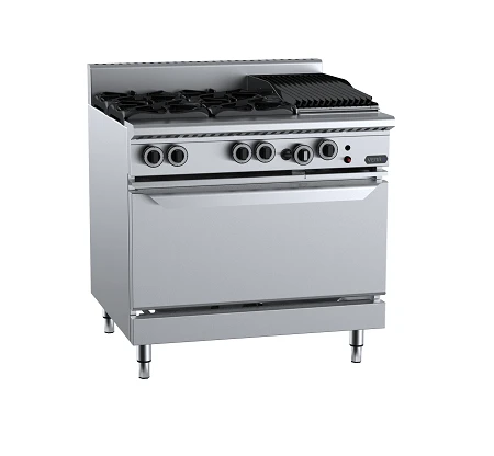 Anvil B+S Verro VOV-SB4-CBR3 - Gas Four Open Burners & 300mm Char Broiler With Oven