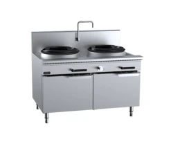 Anvil B+S Verro VUFWWD-2SB2 Two Hole Deluxe Waterless Wok Table With Two RHS Burners