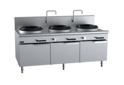 Anvil B+S Verro VUFWWD-3 Gas Three Hole Deluxe Waterless Wok Table - Cabinet Mounted