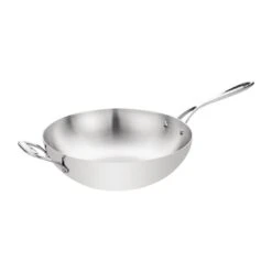 Vogue Tri-wall Wok Flat Bottom Stainless Steel - 300mm 12"