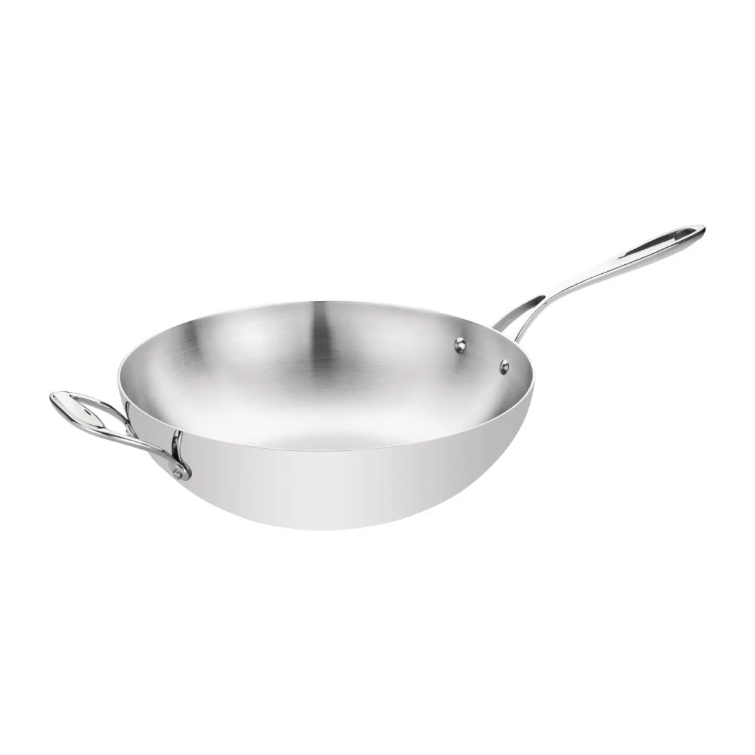 Vogue Tri-wall Wok Flat Bottom Stainless Steel - 300mm 12" 3 Vogue Tri-wall Wok Flat Bottom Stainless Steel - 300mm 12"